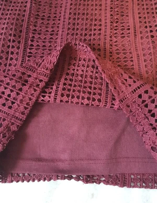 Falda corta de encaje burdeos 34 - XS – photo 2